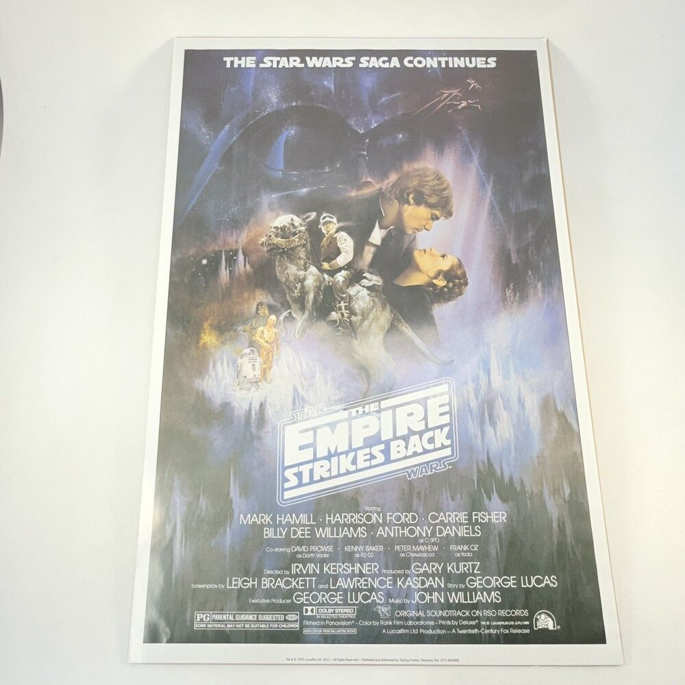 Vintage 1993 Star Wars Empire Strikes Back 24 x 36 Movie Poster Style A Zig Zag